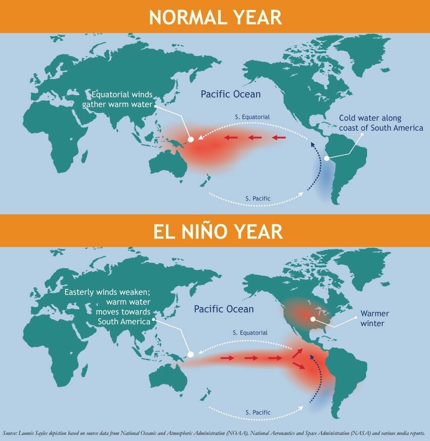 El Niño and La Niña conditions