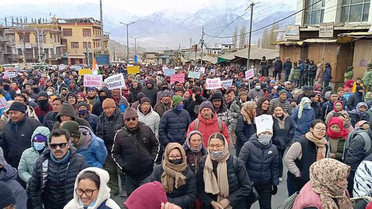 Protest in  ladakh